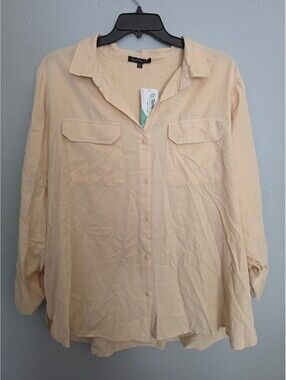 Velvet Heart Women's Beige Button-Up Blouse Size 2X